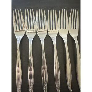 Set Of 6 Wm. Rogers International BERMUDA Stainless Steel‎ Dinner Forks 7"
